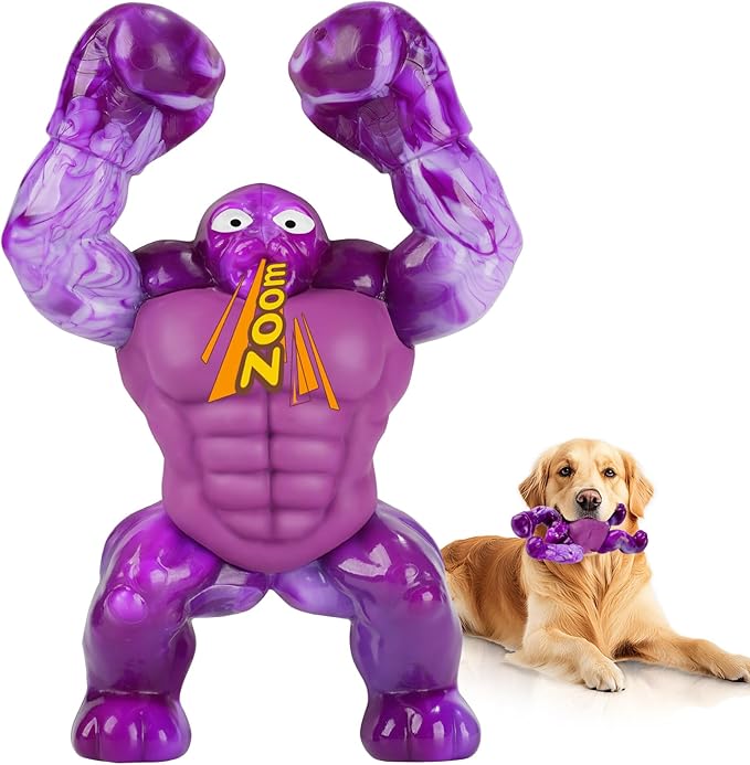Furdog Dog Toys for Aggressive Chewers, Indestructible Chew Toys for Medium Large Breeds(20-80lb), Durable Squeaky Tough Dog Toy to Keep Them Busy (Purple)