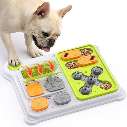 Dog Puzzle Toy Slow Feeder, Interactive Dog Toys for IQ Training & Mental Stimulation, Easy Clean Detachable Tray Non-Slip Base, Enrichment Toys for Small Medium Dogs, Green