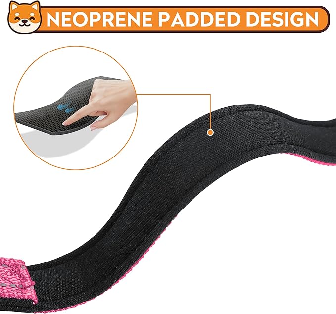 Reflective Dog Collar, Adjustable Soft Neoprene Padded Nylon Pet Collars with Buckle for Medium Dogs, Hotpink,M