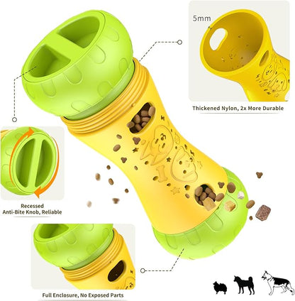 Interactive Dog Puzzle Toys, Treat Dispensing Dog Toy to Keep Them Busy, Boredom Relief, Stepless Adjustable Slow Feeder for Puppy Mental Enrichment, Ideal Gift for Small Medium Large Dogs, Yellow