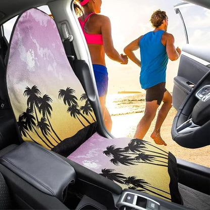 Coldinair Palm Tree Sunset Waterproof Towel Car Seat Covers,Beach Sweat Car Seat Protector Front Seats Only Universal Fit for Trucks