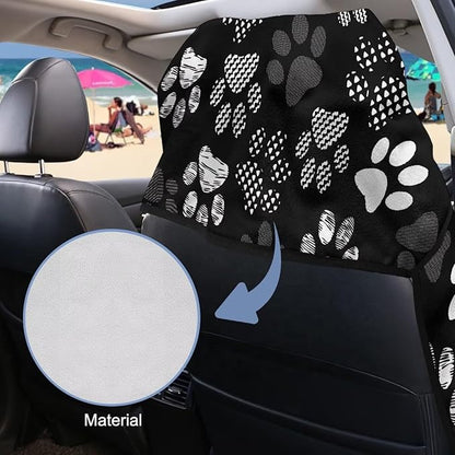 SEANATIVE White Dogs Paw Car Drying Towels & Seat Protectors - Heavy-Duty Absorber Towel for Car Wash Car Seat Covers, Post-Workout & Dog Owners (33.1" x 60.67")