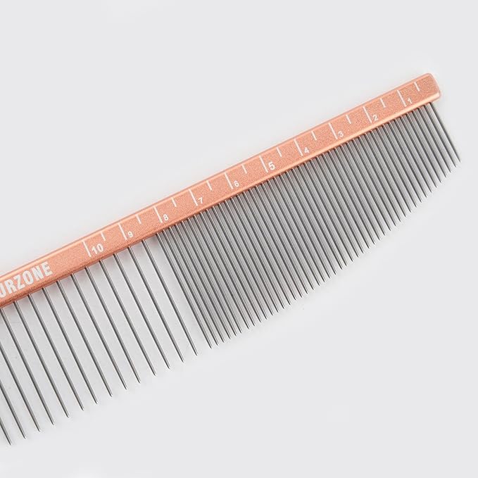 Furzone 2-in-1 Greyhound Comb for Dogs, Meler Greyhound Comb (Half Curved/Coarse), 86 Stainless Steel Pins Dog Comb, Aluminum 24.5cm Handle, Lightweight, Remove Dogs’ Eye Debris, Fur Tangle Free