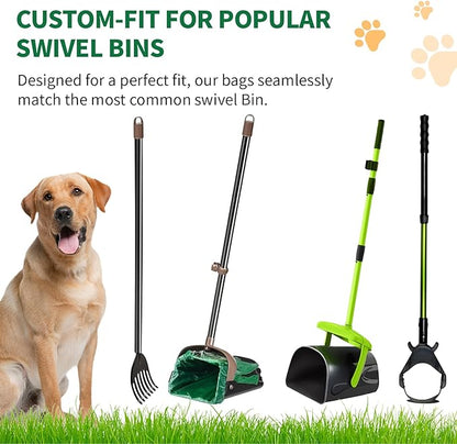 125 Bulk Pack Extra Large Dog Poop Bags for A&H Swivel Bin Pooper Scooper, Pet Waste Bags with Handle for Dog Poop Cat Litter, Heavy Duty Leakproof Unscented (Only Dog Poop Bags)