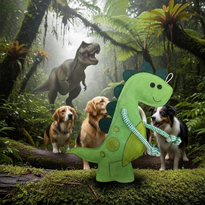 Eco Leather Digby Dino Toy Natural and Tough Dinosaur Dog Toys - Long Lasting Chew Toys for Aggressive Chewers Strong Dog Toy for Dogs and Puppy