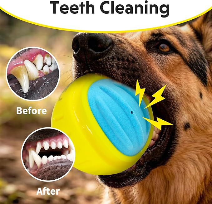 LaRoo Indestructible Squeaky Dog Ball, 3.9" TPR Rubber Chew Toys for Medium/Large Dogs, Floatable Teeth Cleaning Toy with Textured Grip, Non-Toxic Indoor/Outdoor Fetch & Water Play Toy (Yellow)