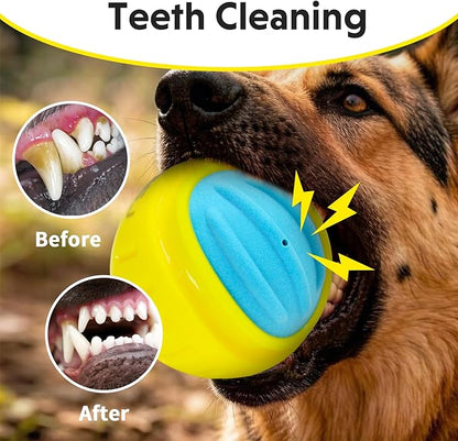 LaRoo Indestructible Squeaky Dog Ball, 3.9" TPR Rubber Chew Toys for Medium/Large Dogs, Floatable Teeth Cleaning Toy with Textured Grip, Non-Toxic Indoor/Outdoor Fetch & Water Play Toy (Yellow)