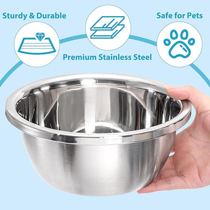 10 Pack 7 Cup Stainless Steel Dog and Cat Bowls, 8" Diameter Metal Dog Bowl, Durable Thickened Pet Replacement Bowls for Food and Water Dish, Small Medium Large Dogs, Dishwasher Safe