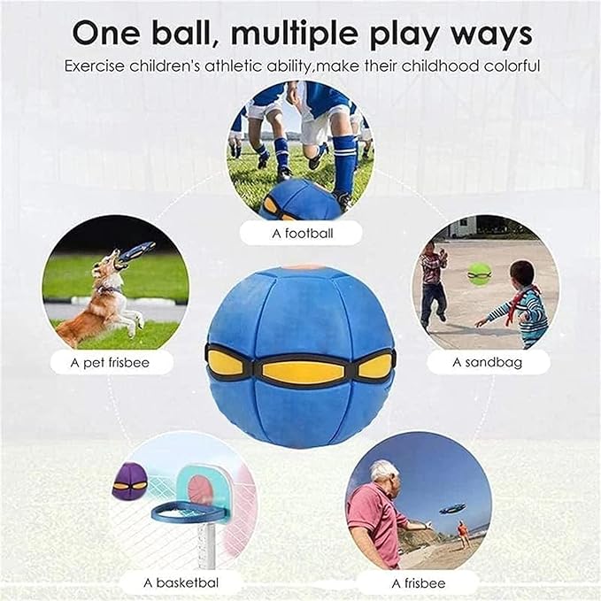 UFO Magic Balls, Pet Toy Flying Saucer Ball With 3 Lights, Creative Doggy Disc Ball Stomp, Portable Decompression Flying Flat Throw Dog Balls Toy for Childrens Kids Medium Dogs Outdoor Sports (Green)