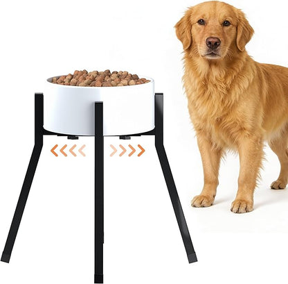 Raised Dog Bowl Stand Medium-Sized Dogs with Adjustable Width (7.9-11"),Single Food and Water Stand Feeder(Bowls Not Included)