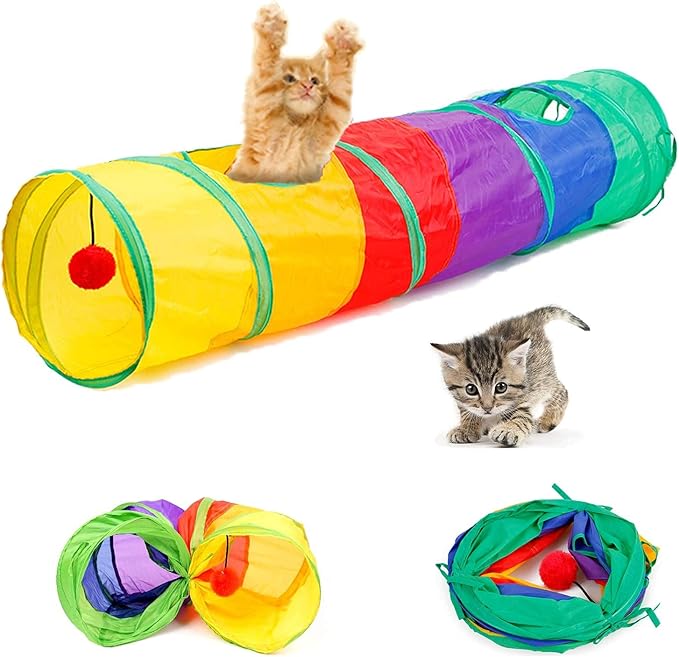 Cat Toys 20 Pcs,Kitten Toys for Indoor Cats, Pet Play Tunnel and Tube Toy,Cat Tunnel Interactive Feather Teaser Wand Ball Toy Set for Kitty and Cats (20PCS)