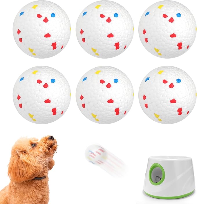2.3" Balls for Automatic Dog Ball Launcher Interactive Ball Thrower (White-6 Balls)