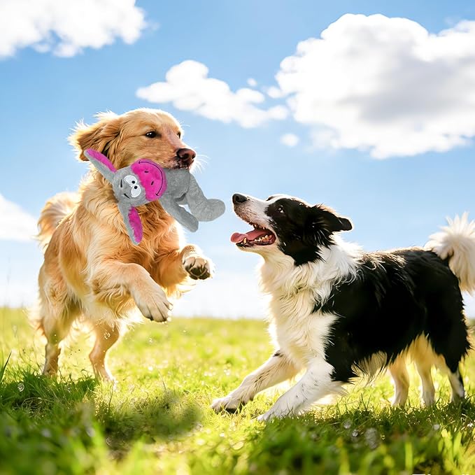 Squeak Dog Toys,Plush Chew Toys for Large Dogs, Crinkle Stuffed Animal Tail,Hands,Ears,Squeaky Interactive Toys for Small Medium Dogs,Keep Them Busy,not for Aggressive chew Dogs