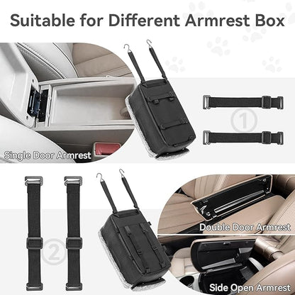 PETSFIT Center Console Dog Car Seat, Portable Pet Car Seat with Safe Protective Hooks, Luxury Dog Car Seats for Small Dogs Includes Safety Leash and Storage Pocket for Pets Up to 9 lbs (Black)