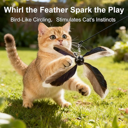 Cat Wand Toys Interactive for Indoor Cats, 4PC 4-Blade Feather Propeller Refills (Classic Mocha Brown)