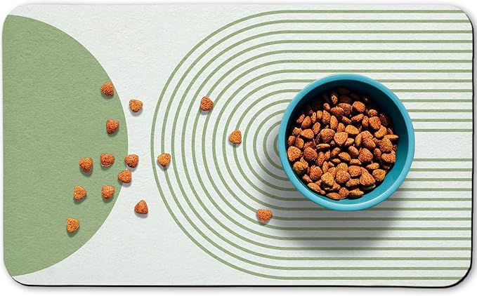 Dog Food Mats,Cat Absorbent Water Bowl Feeding Mats Pet Placemats for Food and Water Green Bohemia 24 * 32 inch