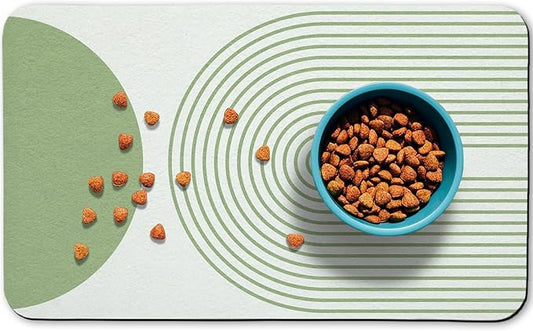 Dog Food Mats,Cat Absorbent Water Bowl Feeding Mats Pet Placemats for Food and Water Green Bohemia 24 * 32 inch