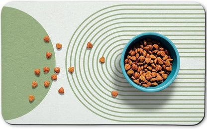 Dog Food Mats,Cat Absorbent Water Bowl Feeding Mats Pet Placemats for Food and Water Green Bohemia 17 * 30 inch