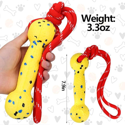 Mity rain Floating Dog Toys –E-TPU Water Pool Fetching Toy with Rope for Small Medium Large Pet, Bumper Shape Indestructible Interactive Dog Chew Toys for Summer Outdoor Training Fun (Yellow)