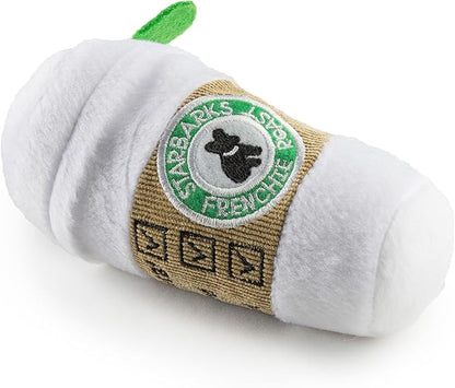 Haute Diggity Dog Starbarks Coffee Cup, Plush Designer Dog Toys with Interactive Squeaker, Stimulating Pet Enrichment, Machine-Washable & Safe Materials for All Breeds, Size Small