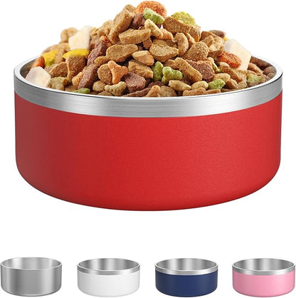 LIANLAI Stainless Steel Dog Bowls, Rust-Resistant Pet Bowls, Non Slip Dog Water Bowl, Versatile Feeding Bowls (Red，40 oz)