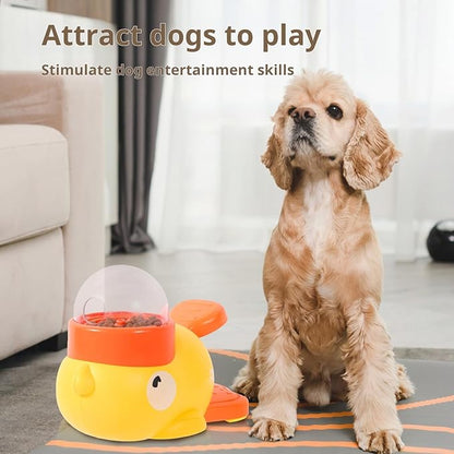 2-in-1 Interactive Dog Puzzle Toy & Slow Feeder – Fun Treat Dispenser for Small & Medium Dogs, Anti-Gulping Duck-Shaped Design, Reduces Bloating & Boredom, No Battery Required (Yellow)