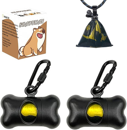 Bone Shaped Dog Waste Bag Dispenser with Leakproof Bags, 2 Holders, 30 Bags, Black