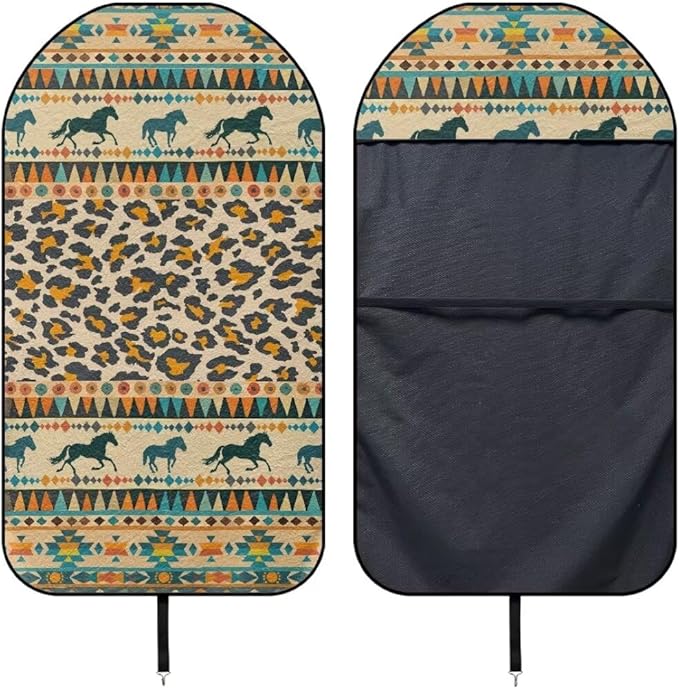 Coldinair Tribal Horse Towel Beach Car Seat Cover Non-Slip Bucket Front Seats Protector,Universal Fit Waterproof and Stain Resistant for Cars,SUVs,Trucks,Leopard Print