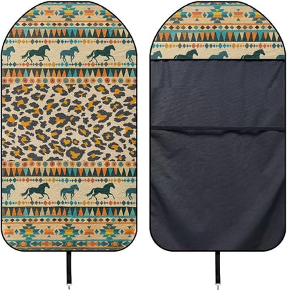 Coldinair Tribal Horse Towel Beach Car Seat Cover Non-Slip Bucket Front Seats Protector,Universal Fit Waterproof and Stain Resistant for Cars,SUVs,Trucks,Leopard Print