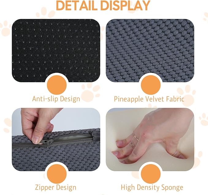 Dog Ramp for Bed, Extra Wide 20" Width Dog Stairs for High Bed, 2 in 1 Pet Steps for Small Dogs, 4-Step Foldable Transformable Large Cats Ramp to Get on Couch, Non-Slip Balanced, Grey