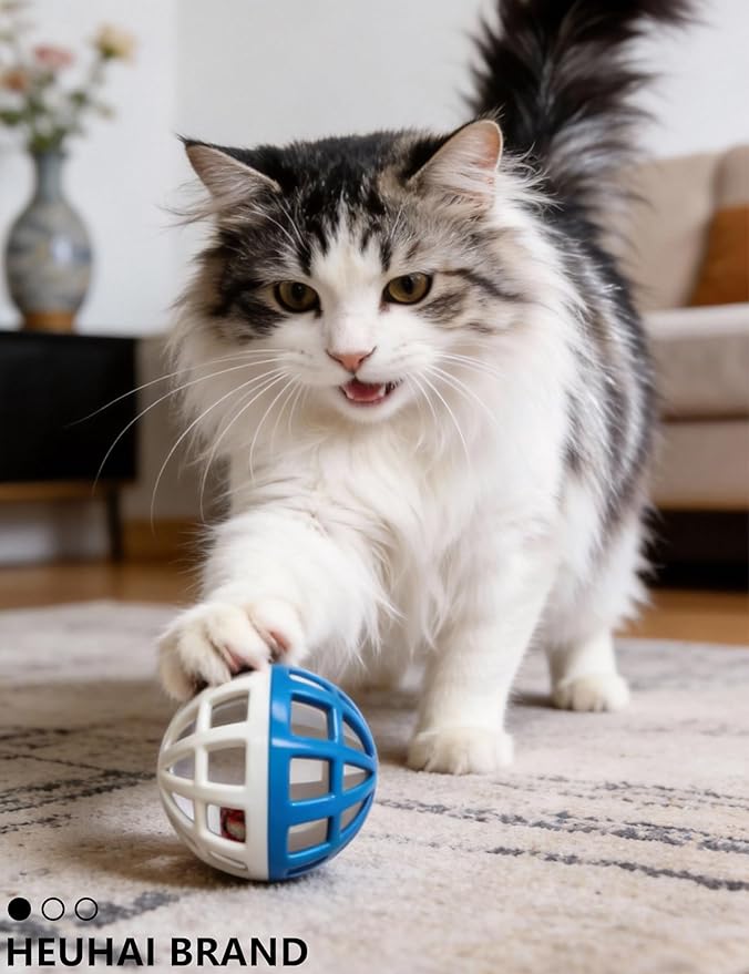 5 Pieces Cat Balls Indoor Interactive Toys for Kitten & Adult Cats, Self Play Jingle Balls to Reduce Boredom, Safe Plastic Pet Teething & Enrichment Toy Set (1.5'')