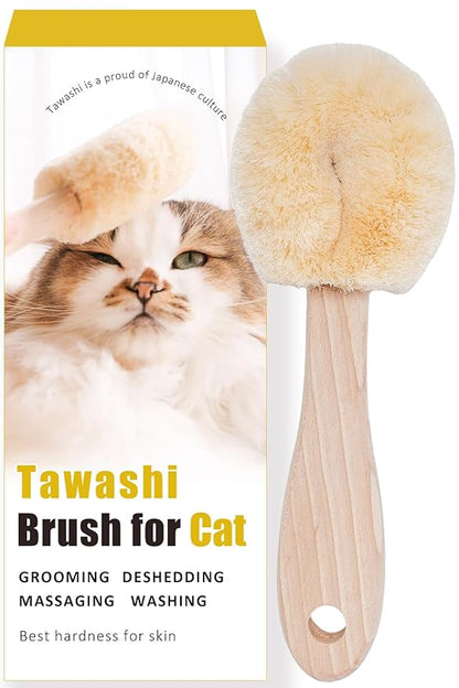Gentle Cat Brush for Indoor Cats – Soft Daily Grooming & Massage Brush for Sensitive Cats & Kittens, Removes Loose Surface Fur (Not a Deshedding Tool), Natural Sisal, Made in Japan (Type-B)