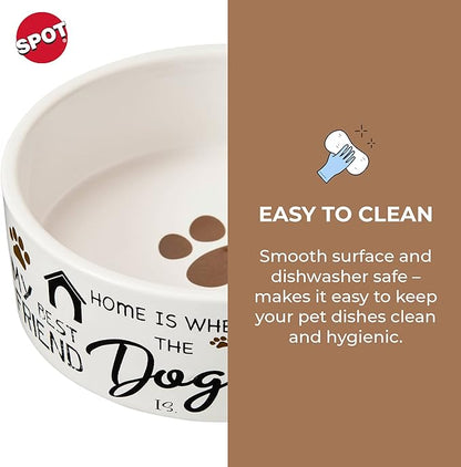 SPOT I Love Dogs Dish -Round Ceramic Food/Water Bowl with High Walls for Pets, Dishwasher Safe, Ideal for Small Dogs, Cats, Reptiles, Large Birds, 5in, 1.75 Cup (14oz)