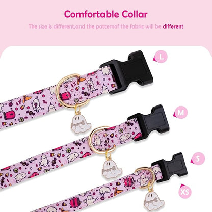 Faygarsle Fall Dog Collar - Adorable Ghost Pattern for Small, Medium & Large Dogs - Purple