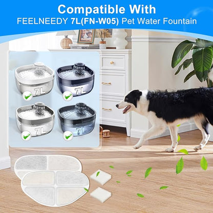 8 Pack Dog Water Bowl Filter Compatible with FEELNEEDY 7L/1.8Gal Dog Water Fountain(FN-W05), Cat Water Fountain Filters Pet Water Fountain Filter Replacement Fit for Automatic Dispenser