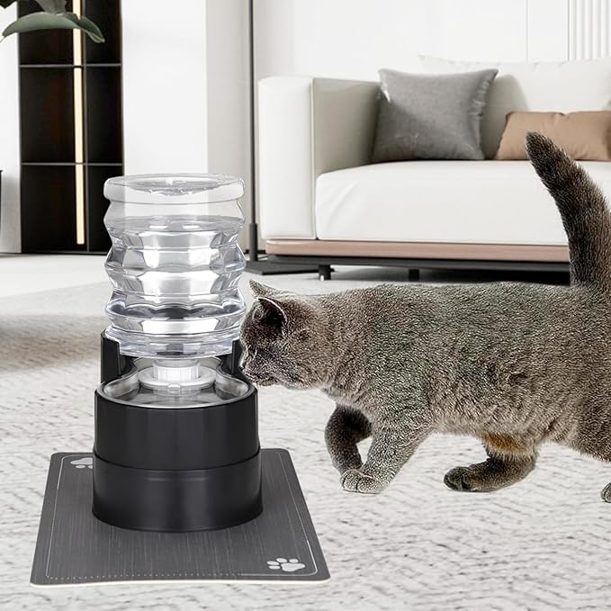 RIZZARI Automatic Cat Water Dispenser: Large 5L Black with Activated Carbon Ion Exchange System - Remove Odor/Soften Water - Prevent Urinary Stone for Senior Dogs with Joint/Spine Issues - Garden Use