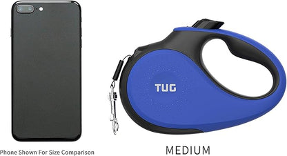TUG 360° Tangle-Free Retractable Dog Leash with Waste Bag Dispenser (Medium, Blue)