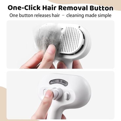 Steam Slicker Brush Pet Shedding Hair-Spray Brushes for Grooming and Desheding, Indoor Detangler for Cats and Dogs,4 in 1, Suitable for Long and Short-Haired, Effectively Removes Loose Fur (White)
