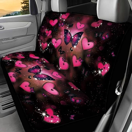 AFPANQZ Pink Butterfly Car Backseat Covers Dog Seat Cushion for Rear Seat Non-Slip Soft Car Seat Covers for Dogs, Pet, Kids Seat Cover for Auto Back Seat, Bench Protective Covers
