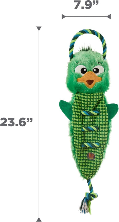 Outward Hound Ropiez Rope Interactive Dog Tug Toy for Tugging Squeaky Fun, 23.6 Inch Mallard, Green, Large