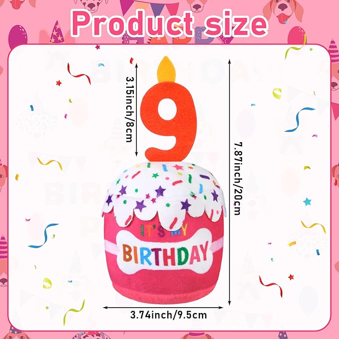 Dog Birthday Cake Toy Accessories for Girl Boy Gifts, Squeaky Plush Toy for Dog Birthday Party Decor Favor for Large, Medium and Small Dogs(9th,Pink)