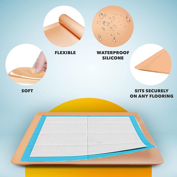 TidyFriend 2 Pack Dog Pee Pad Holder Tray - Fits Up to 24” x 24” Pee Pad Holder for Dogs - Stable Grip, Raised Edges, Quick-Wipe Silicone Surface Dog Pad Holder for Indoor Flooring Protection (Beige)
