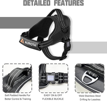 AUROTH Dog Harness and Leash Set, Soft Padded Service Dog Vest with 5.25FT Dog Leash, No Choke, Easy On Pet Vest, Adjustable Reflective No Pull Dog Harness Small Sized Dog, Easy Walking and Training