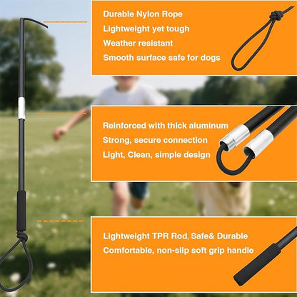 Flirt Pole for Dogs,Heavy Duty 4 Pieces Set with 3 Lures,Interactive Teaser Wand for Small Medium Large Pets,Durable Flirt Stick for Chase,Outdoor Tether Play,Exercise,Training