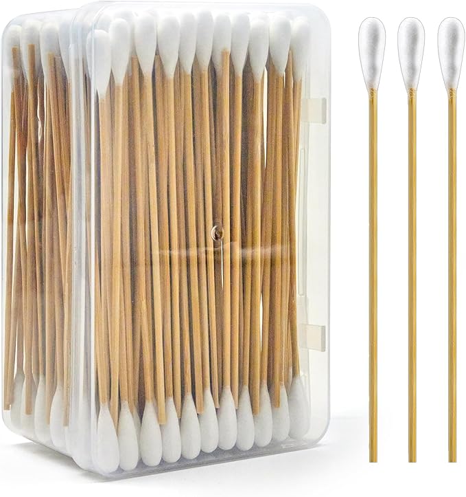 200PCS Large Cotton Swabs, Dog Cotton Swabs for Ears, 6" Long Dog Ear Swabs Large Size, Highly Absorbent Cotton Buds with Strong Bamboo Stick, Specially Designed for Dogs Cats Ear Cleaning, Pet Care