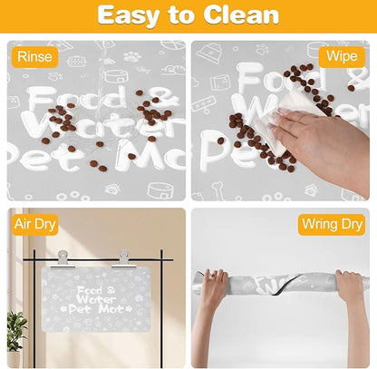 Pet Feeding Mat,Dog Cat Mat for Food and Water,Dog Bowl Waterproof Placemat with Rubber Backing,Absorbent Quick Dry Water Dispenser Mat for Pet（Light Gray 12"×18"）