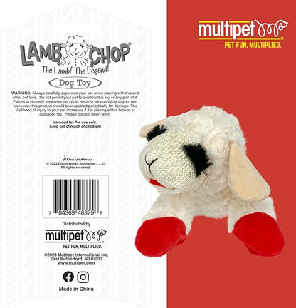 Multipet Lamb Chop Dog Plush Toy - Squeaky Toy for Small & Medium Dogs - Extra Soft Plush - Stuffed Animal for Cuddling & Playing (10",Cream,5 Squeakers),(Pack of 2)