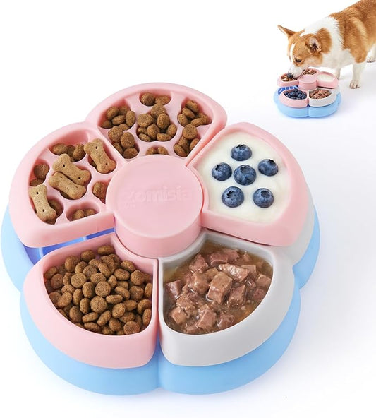 Slow Feeder Dog Bowl 3 Levels - Non-Slip Puzzle Enrichment Toy for Small Medium Breeds, Reduces Boredom and Anxiety, Colorful, BPA-Free
