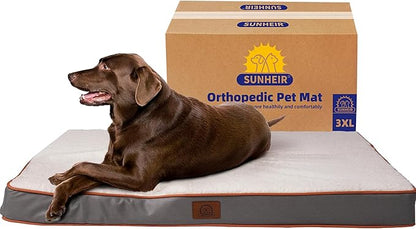 Jumbo Extra Large Waterproof Dog Bed, Big Orthopedic Dog Beds with Removable Washable Cover for Extra Large Dogs, Pet Bed Mat Egg-Crate Foam, 3XL(47.5"X29"X4"), Light Grey