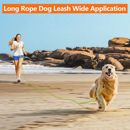 NTR Heavy Duty Large Dog Leash, Reflective Leash with Swivel Lockable Hook and Comfortable Padded Handle, Puppy for Walking, Hunting, Camping, Backyard Small Medium Dogs, Green, 30ft*1/2''